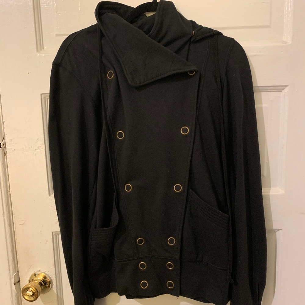 MIKE & CHRIS Black Snap Sweatshirt Jacket Hoodie